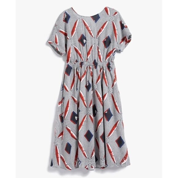 Re:named Black/Red Abstract print Backless Short Sleeve A-Line Sundress - Picture 1 of 7